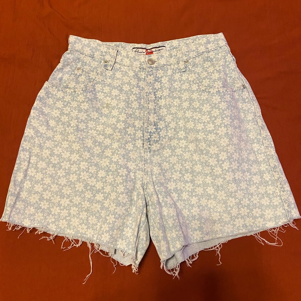 Floral Denim Cutoff Shorts
